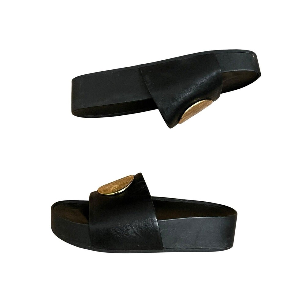 Tory Burch Patos Platform Black Slide Sandals Women’s Size 10.5 Luxury Designer - Picture 10 of 12
